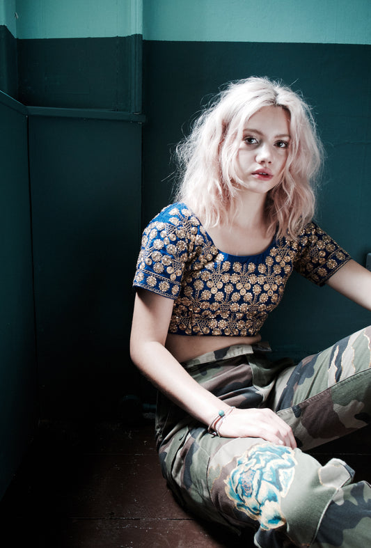 Beautiful gold embellished Indian vintage crop top